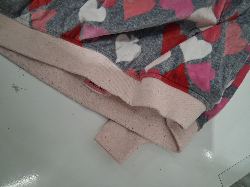 2PC WOMEN'S KATE SPADE super soft long sleeve crew neck pajama set - EXTRA LARGE - light grey / pink & blue polka dots (style: 4112003) image 2