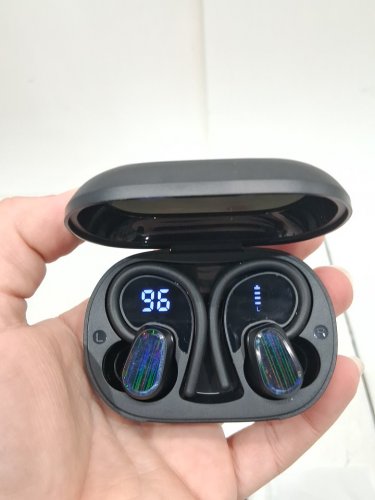 oyib true wireless bluetooth earbuds with charging case - black (model: s75) image 3