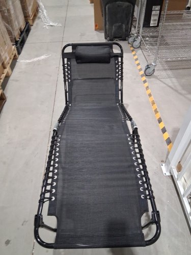 COSTWAY Folding Metal Outdoor Lounge Chair Recline Chair with Adjustable Backrest & Footrest - 74" L X 16" H - Black (Model: OP70965BK) image 3
