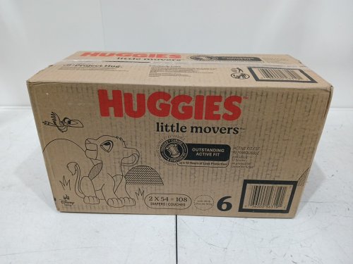 108pk huggies little movers outstanding active fit disposable baby diapers - size 6 (35lb+) - disney baby lion king (style: 56319) image 2