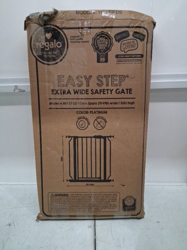 REGALO EASY STEP EXTRA WIDE METAL SAFETY GATE - 30" X 29" - 49" - PLATINUM (MODEL: 1164 EP DS) image 2