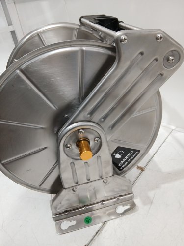 Stainless steel Wall Mounted manual Garden Hose Reel - holds 150ft 5/8" hose - silver (MODEL: ‎HL-SW-8E) image 6
