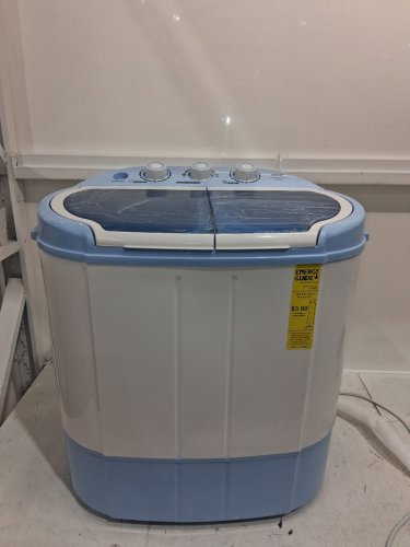 Pyle Compact and Portable Twin Tub Mini Washing Machine & Spin Dryer with Hoses - 11lbs Capacity, 110V - White/Blue (Model: PUCWM22) image 3