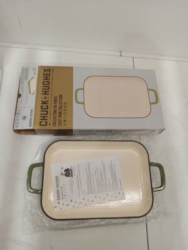 chuck hughes Cast Iron Shallow Roaster - 13" x 8" - green image 2