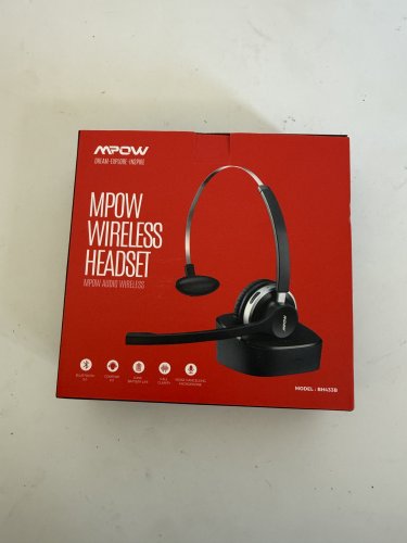 MPOW HC3 WIRELESS BLUETOOTH HEADSET WITH CHARGING DOCK - BLACK WITH SILVER TRIM (MODEL: BH433B) image 2