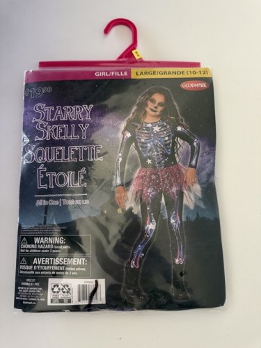 GIRL'S GOODMARK STARRY SKELLY SKELETON COSTUME - LARGE (10-12) - BLACK/ PURPLE/PINK (ITEM: CA31622M) image 2