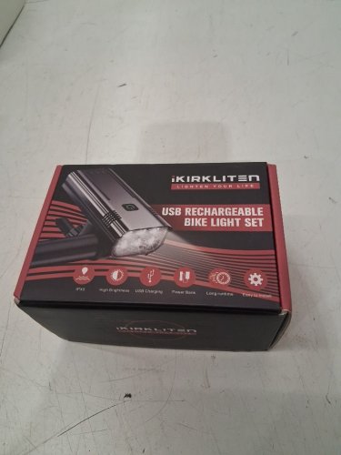 2pc ikirkliten rechargeable front & back bike light set for night riding - 3000lm - black image 2
