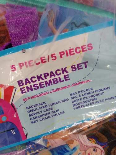 5pc Kids The Little Mermaid Backpack set with Insulated lunchbox and supply case - Teal / Purple image 3