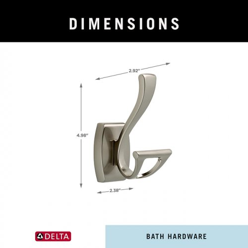 2pk delta dansant wall hook - 4.98" x 2.92" x 2.38" - satin nickel (model: 135241) image 2