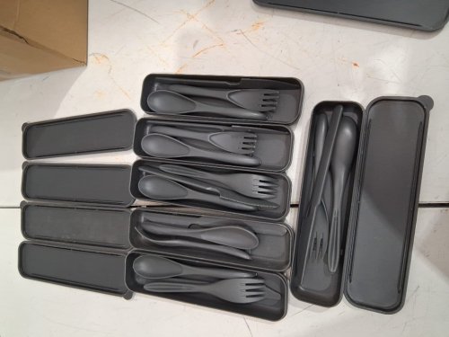 51pc meiloly Unbreakable Wheat Straw Dinnerware Sets - 6 setings total - dark grey image 3