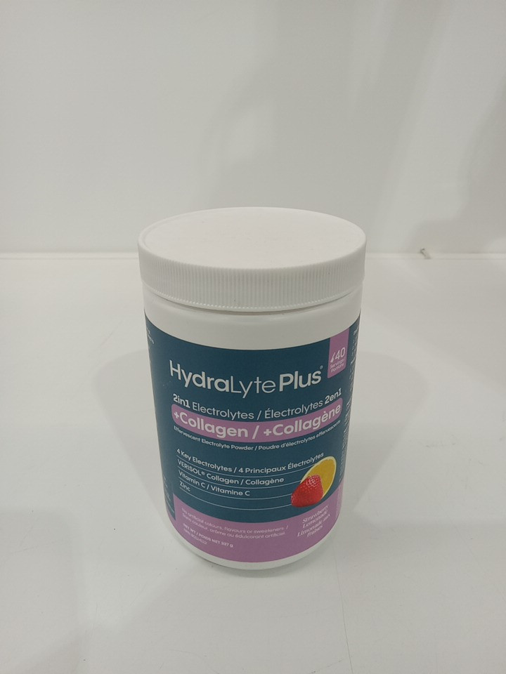 HydraLyte 2-in-1 Electrolytes VERISOL Collagen with Vitamin C and Zinc - 337G - 40 servings - Strawberry Lemonade Flavour image 2
