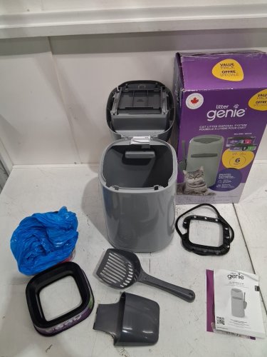 litter genie STYLE CAT LITTER DISPOSAL SYSTEM starter bundle with jumbo refill - 16" - grey (model: i000857/2043852) image 2