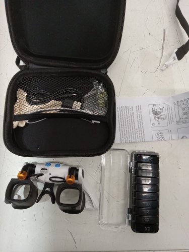 14pc Magnifying LED head lamp with accessories - 2x to 13x - black/white image 3