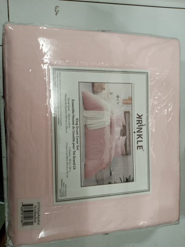 3pc krinkle pre-washed duvet cover set - KING size - ROSE BLUSH (MODEL: 917719) image 2