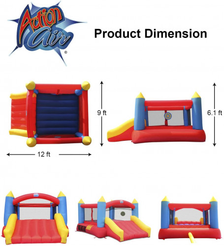 ACTION AIR CASTLE BOUNCER HOUSE WITH SLIDE - 10FT  x 8FT - Blue/Red  (MODEL: 9745) image 3