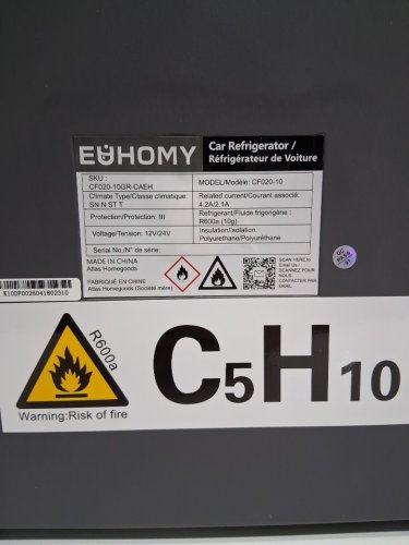 EUHOMY CAR REFRIGERATOR COMPRESSOR ELECTRIC COOLER WITH APP CONTROL - 12V - 10L - BLACK/GREY (MODEL: CF020-10GR-CAEH) image 6