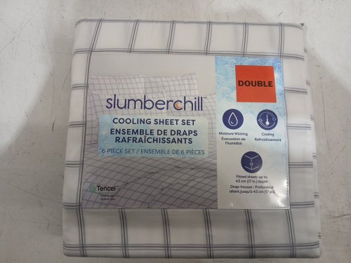 6PC Slumberchill Cooling Bed Sheet Set With 4 Pillow Cases - Double - White/Grey/Blue (Model: 1976200) image 4