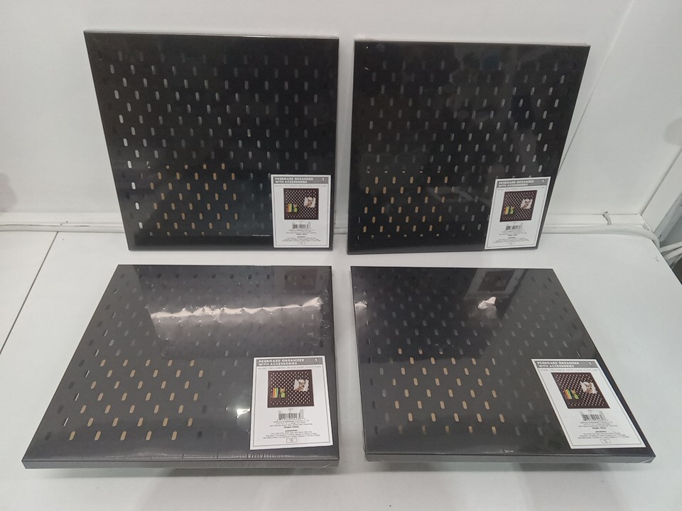 4 SMALL WALL-MOUNT PEGBOARD ORGANIZER WITH ACCESSORIES - 11.75" - BLACK image 2