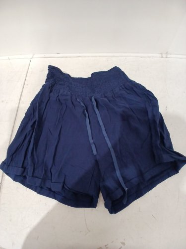 women's Maternity Linen Shorts Smocked High Rise wide leg Shorts - extra large - blue image 3