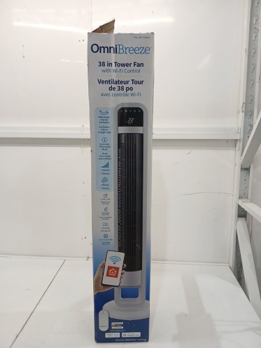omnibreeze premium 38" Rotating tower fan with wifi CONTROL, 5-SPEEDS & REMOTE - white/BLACK (model: 5333021/dc2313r-g) image 2