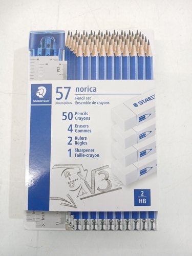 57PC STAEDTLER NORICA PENCIL SET WITH SHARPENER, ERASERS AND RULERS - 2HB - BLUE (MODEL: 2464444) image 2