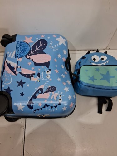 2pc costway kids ride on luggage set - 12" backpack and 18" suitcase - blue (model: bn10024bl) image 4