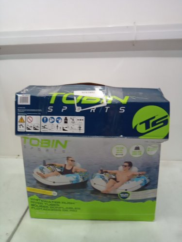 2PK Tobin Sports Whitewater Rush River Tubes WITH CUPHOLDERS - 56" - 100KG CAP - BLUE/WHITE (MODEL: 1985304) image 2