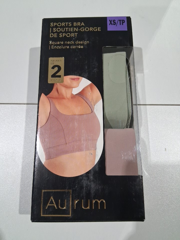 2pk women's aurum square neck moisture wicking performance sport bra - EXTRA small - mauve/sage green - (style: 1991310) image 3