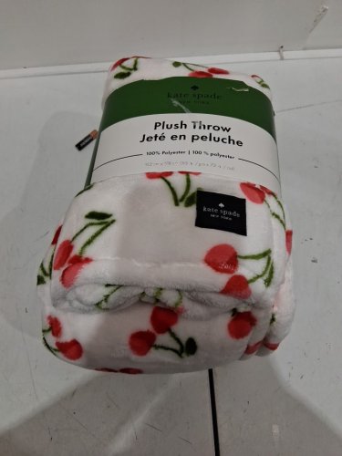 KATE SPADE PLUSH THROW BLANKET - 60" X 70" - white/cherry (MODEL: 1859162) image 2