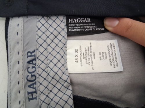 MEN'S HAGGAR Men's Big & Tall Iron Free Premium Khaki Classic-Fit Flat Front Pants - 48W x 32L - Black (Style: HC91000) image 5