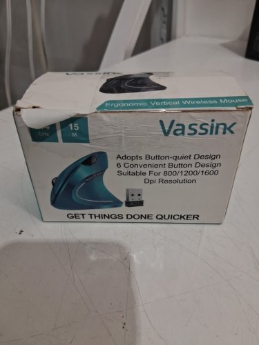 VASSINK WIRELESS VERTICAL ERGONOMIC RECHARGEABLE MOUSE - 2.4GHZ, 6 BUTTONS, 800/1200/1600 DPI - blue image 2