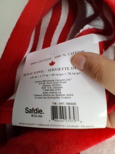 Safdie & co Canada day jacquard beach towel - 40" x 70" - red/white (model: 1993030) image 4