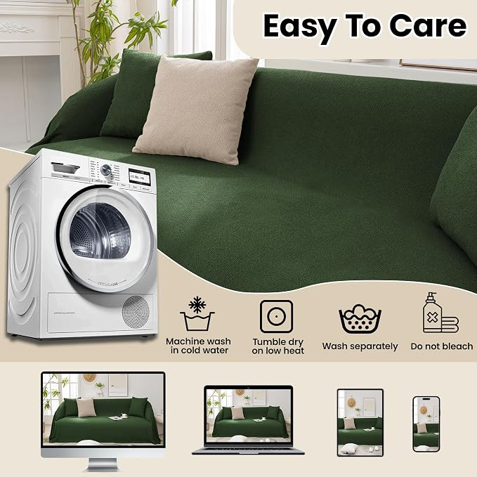 Nestiva machine washable sofa cover / throw blanket - 71" x 118" - forest green (model: 6UAMH) image 2