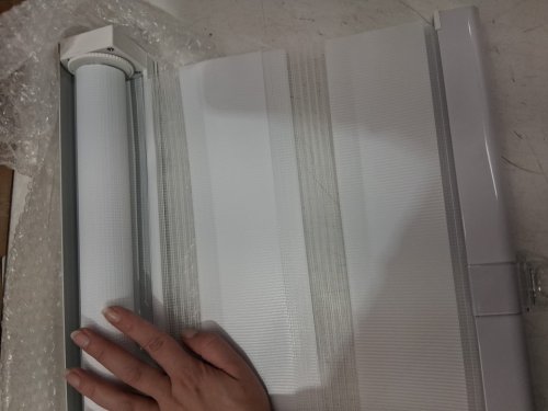 Kelixu Cordless Dual Layer Free Stop Zebra Binds - 19" x 72" - White (Model: DZSTBML) image 3