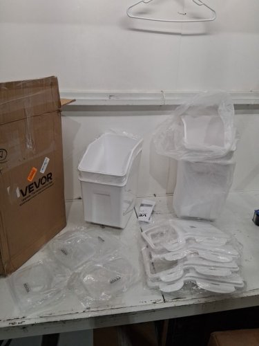 4pc storage container bin with Measuring Cups and Airtight Lid - 15l/20l - white - (model:f-8908-8909) image 3