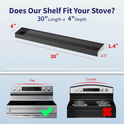MAGNETIC Stainless Steel Stove Top Shelf - 30" x 4" - BLACK image 2