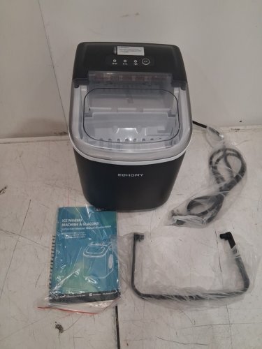 EUHOMY Countertop Ice Maker Machine with Handle, Basket and Scoop - MAKES 26LB/Day - BLACK (MODEL : im-06d / IM001-Bbl-CAEH) image 3