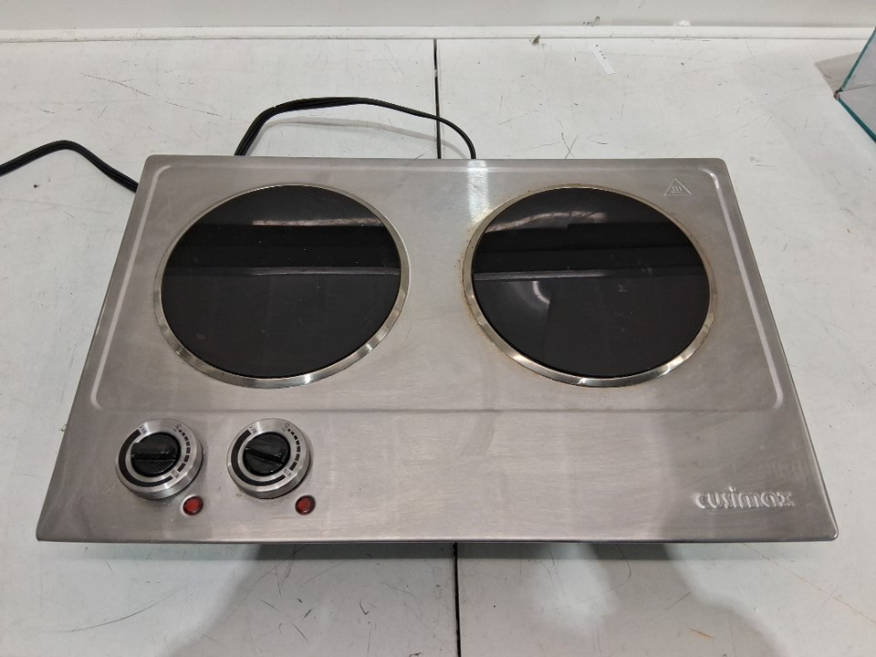 CUSIMAX INFRARED DOUBLE BURNER ELECTRIC COOKTOP - STAINLESS STEEL (MODEL: CMIP-C180) image 2