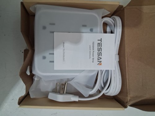 TESSAN FLAT PLUG POWER BAR, 8 MULTI OUTLETS AND 4 USB (2 USB C) - 5FT - WHITE (MODEL:TS-PS05US01) image 3