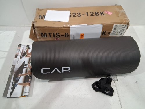 CAP Barbell High Density Exercise Yoga Mat with Strap - 1/2" x 24" x 68" - black (model: mtis-6523-12bk) image 2
