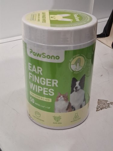50pk PawSono extra thick alcohol free Pet Ear Finger Wipes for dogs and cats image 2