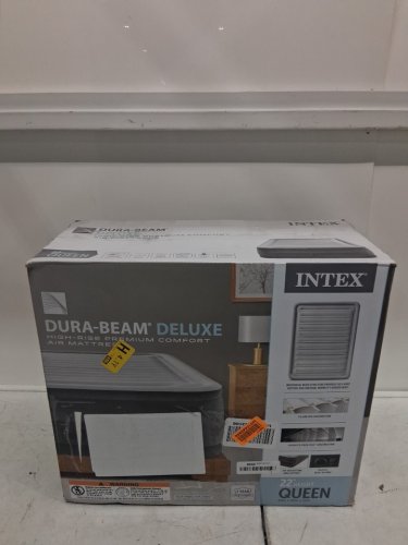 INTEX DURA-BEAM SERIES DELUXE COMFORT PLUSHFIBER-TECH INFLATABLE AIR MATTRESS WITH INTERNAL ELECTRIC PUMP - 22" - QUEEN - GREY (MODEL:AP619D/64417ED) image 2
