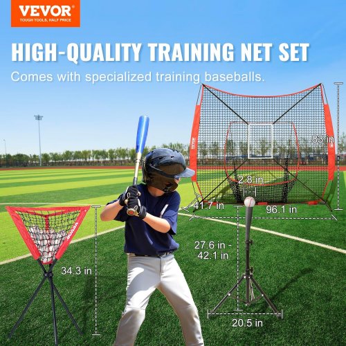 Baseball Softball Practice Net - 7FT x 7FT - Black/Red (Model: SS-YDBQW006) image 2