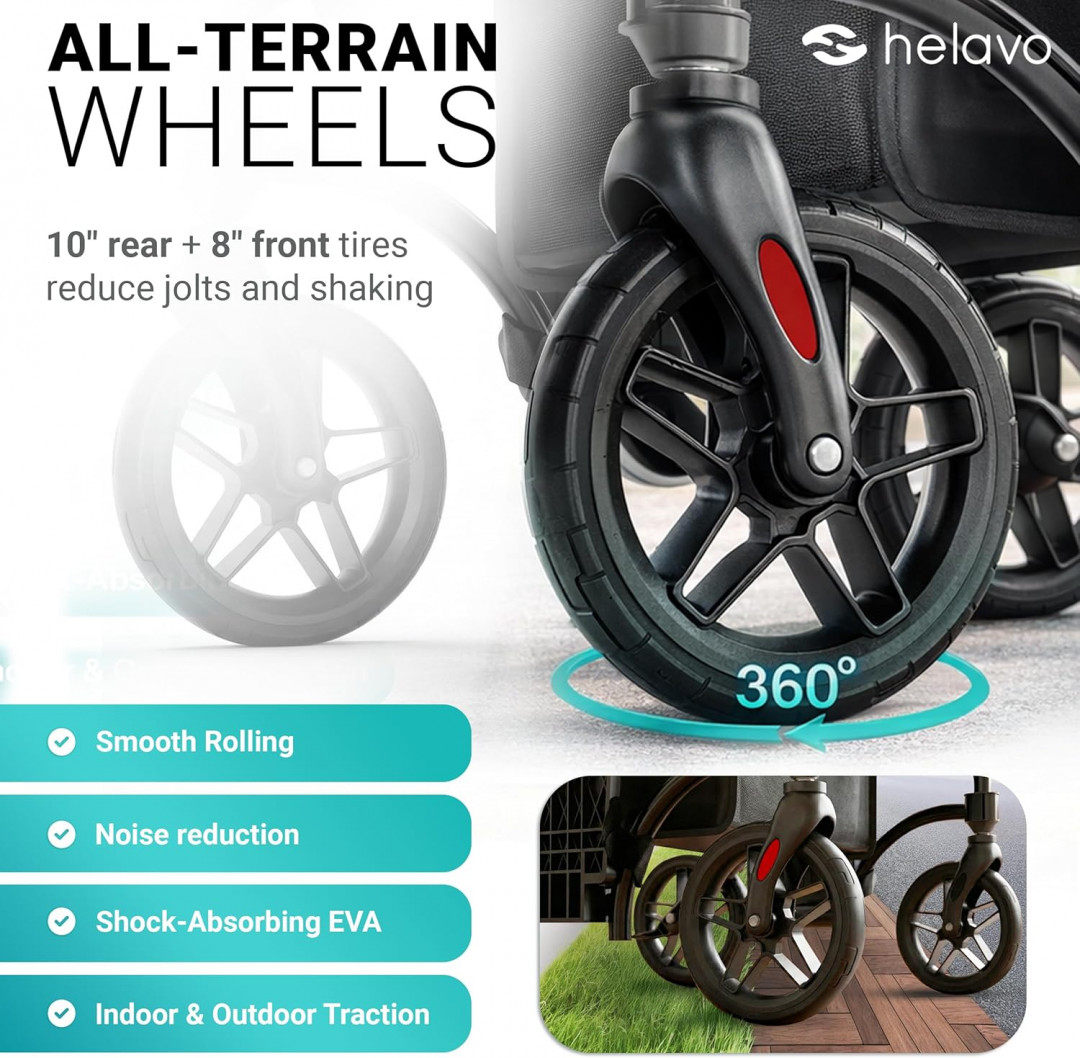 Helavo 2-IN-1 lightweight foldable/collapsable Walker Wheelchair Combo with adjustable height - 300LBS capacity - green/black (model: h1170) image 4