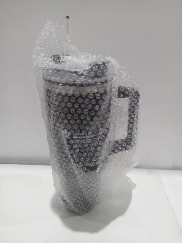 *customized* Plastic Travel Mug/Cup with Straw for Cold Beverages with "University of Alberta Hospital" logo - 40z -Black image 4