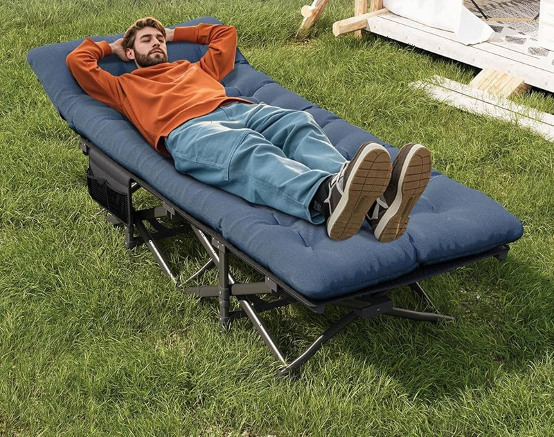 ATORPOK MAD COMFY FOLDING PORTABLE CAMPING COT - 450LB CAPACITY - blue - (MODEL: dxr-cc7008-2bt) image 2