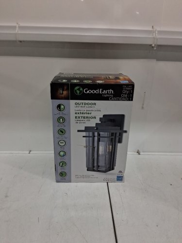 good earth lighting outdoor Wall Light with Clear Smoked Glass and LED Bulb - 8W, 800LM, 2700K, 14" x 8.8" x 7.7" - black (model: 1778867) image 2