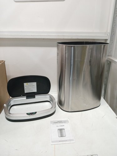 OVAL AUTOMATIC TOUCH FREE TRASH CAN - 13GAL - STAINLESS STEEL (MODEL: TC-1350R-SS) image 3