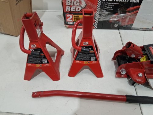 TORIN BIG RED HYDRAULIC TROLLEY FLOOR JACK COMBO WITH 2 JACK STANDS 2 TON CAPACITY (MODEL:T82001S) image 6