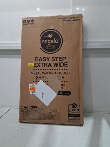 REGALO EASY STEP EXTRA WIDE METAL SAFETY GATE - 30" X 29" TO 49" - PLATINUM GREY (MODEL: 1164EPDS) image 2